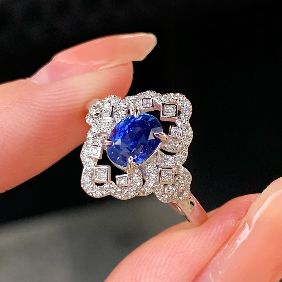14k Gold 1.37 Ctw Natural Sapphire & Diamond Ring - 3