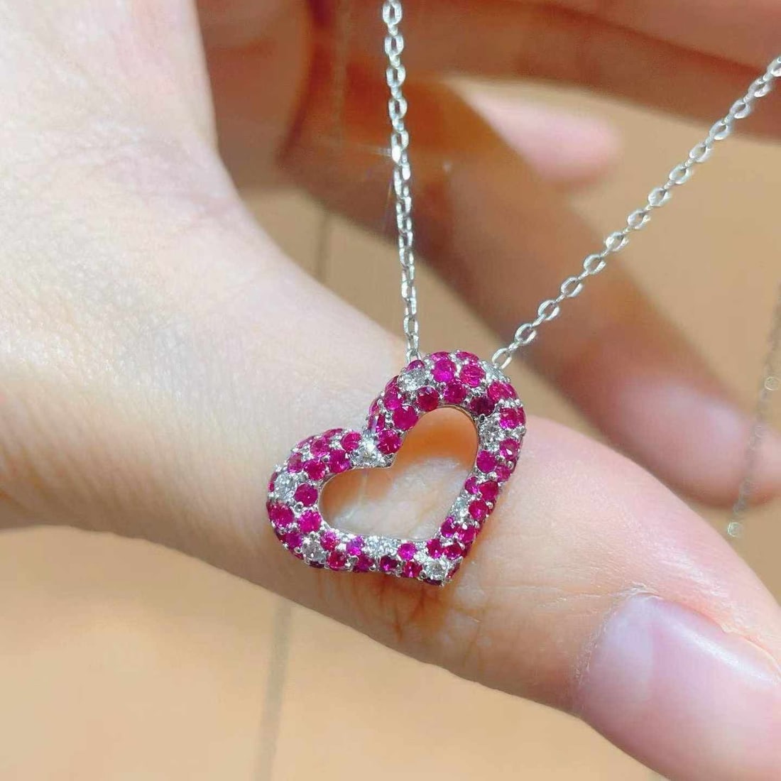 14k Gold 1.05 Ctw Natural Ruby & Diamond Pendant( Without Chain ) - 2