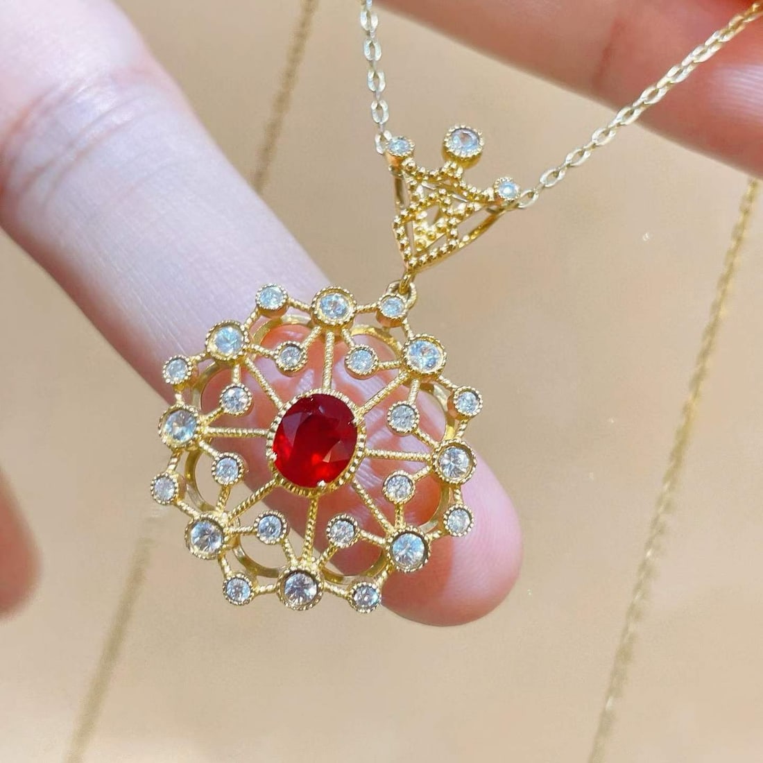 14k Gold 1.24 Ctw Natural Ruby & Sapphire Pendant( Without Chain ) - 6