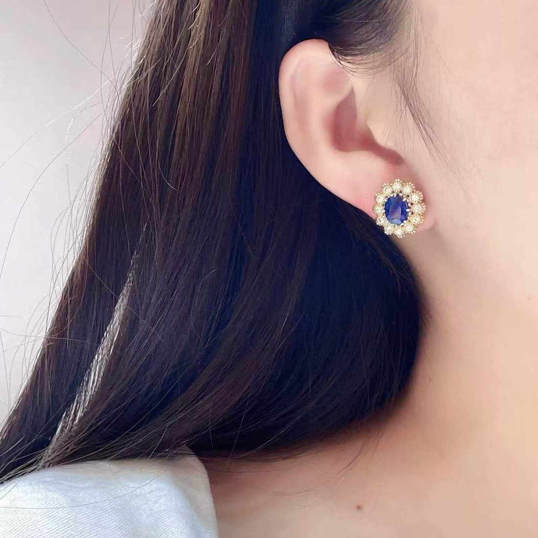 14k Gold 3.16 Ctw Natural Sapphire & Diamond Earrings - 3