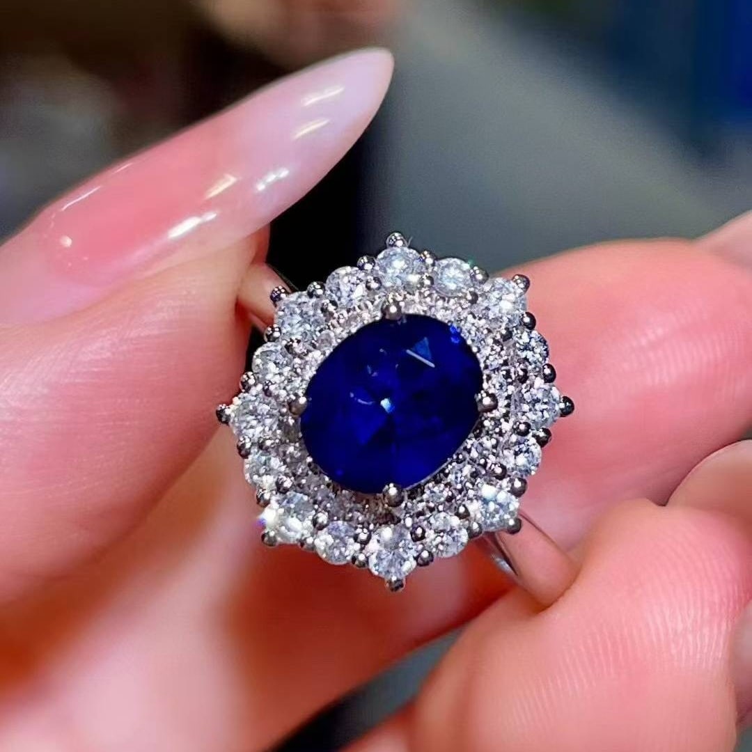 14k Gold 1.90 Ctw Natural Sapphire & Diamond Ring - 2