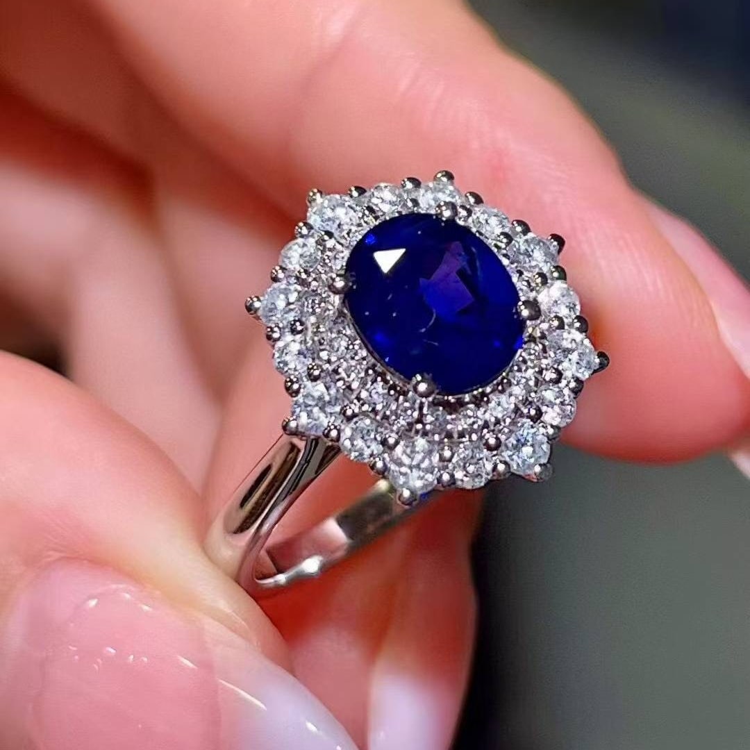 14k Gold 1.90 Ctw Natural Sapphire & Diamond Ring - 3