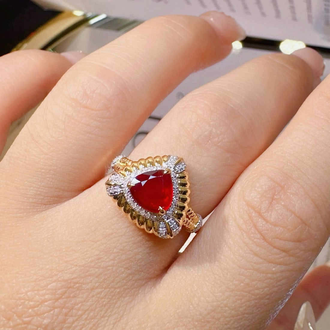 14k Gold 1.26 Ct Natural Ruby & Diamond Ring - 5
