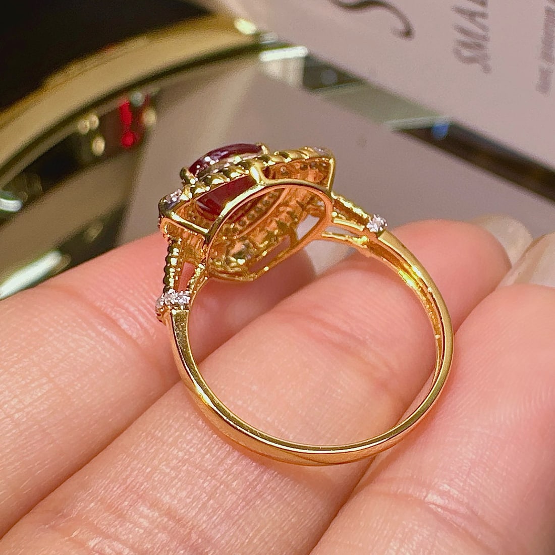 14k Gold 1.26 Ct Natural Ruby & Diamond Ring - 6