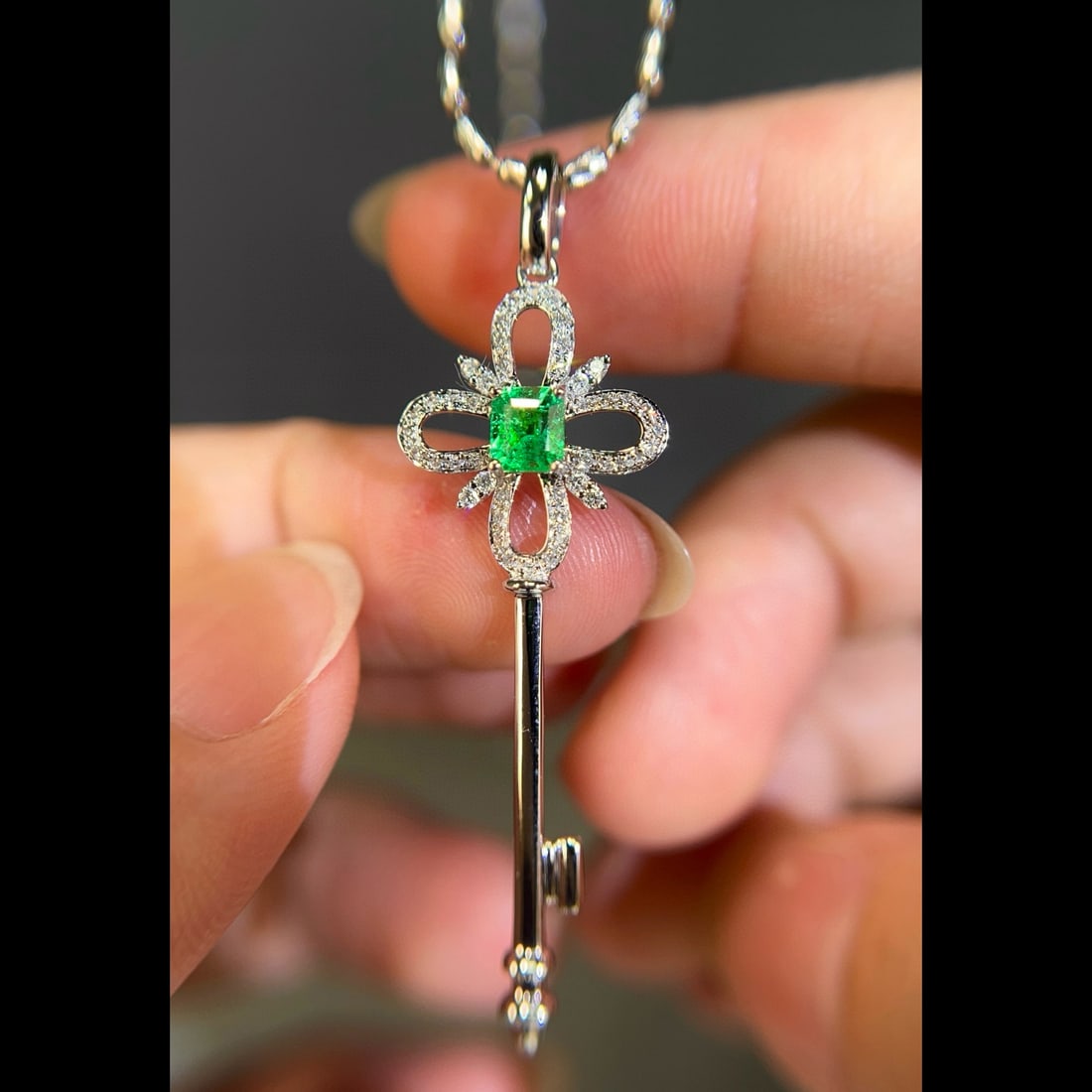 14k Gold 0.53 Ctw Natural Emerald & Diamond Pendant( Without Chain ) - 4