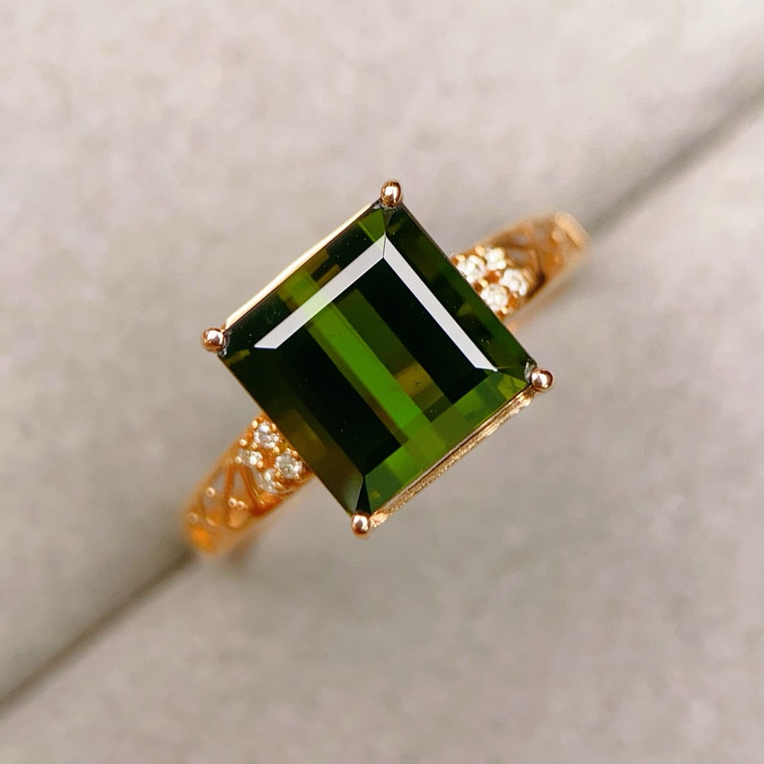14k Gold 3.29 Ctw Natural Tourmaline & Diamond Ring - 2