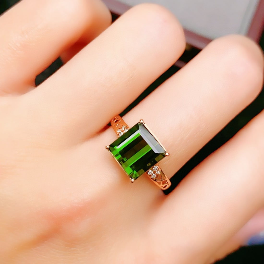 14k Gold 3.29 Ctw Natural Tourmaline & Diamond Ring - 4