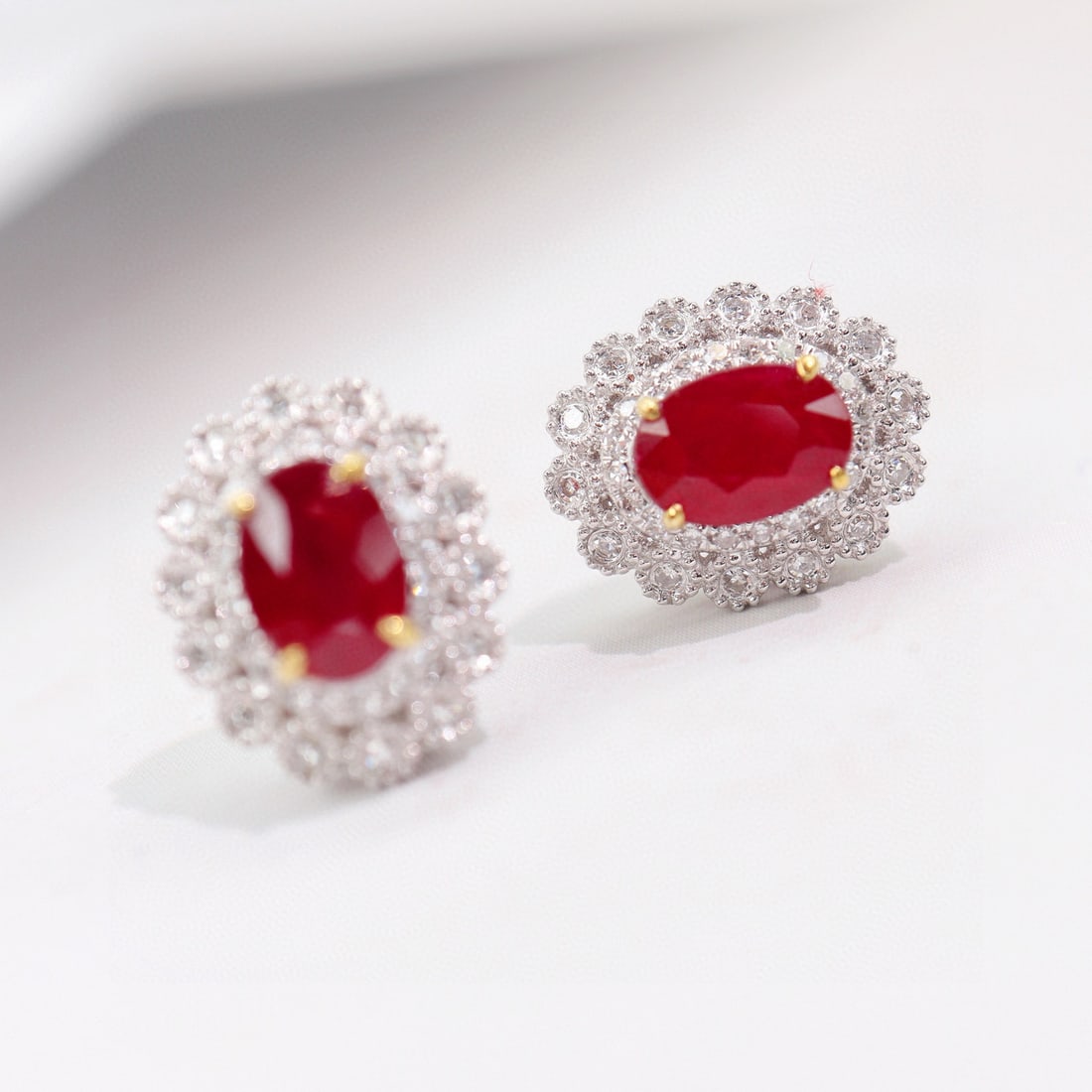 14k Gold 1.64 Ctw Natural Ruby & Diamond Earrings - 2