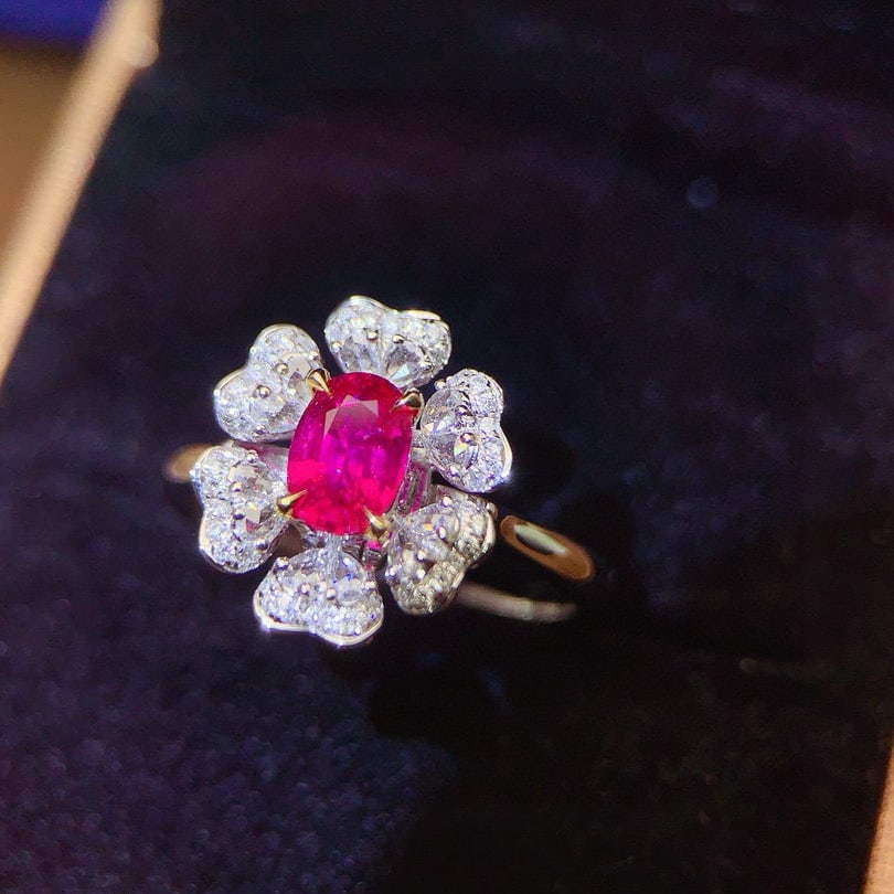 14k Gold 1.11 Ctw Natural Ruby & Diamond Ring/pendant( Without Chain ): Ref:231033245 // gold content:14k gold // ring size:7. 25us // // main gemstone:ruby // shape:oval // carat weight:0. 84ct // color:red // treatment:natural // // adjacent gemstone 2 : diamond //