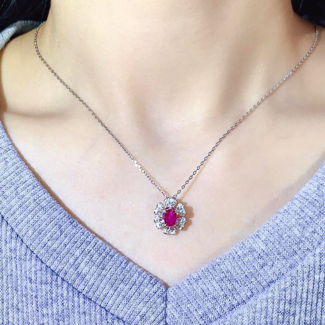 14k Gold 1.11 Ctw Natural Ruby & Diamond Ring/pendant( Without Chain ) - 4