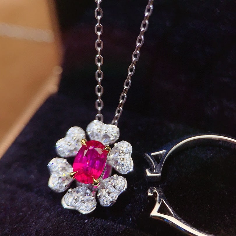 14k Gold 1.11 Ctw Natural Ruby & Diamond Ring/pendant( Without Chain ) - 6