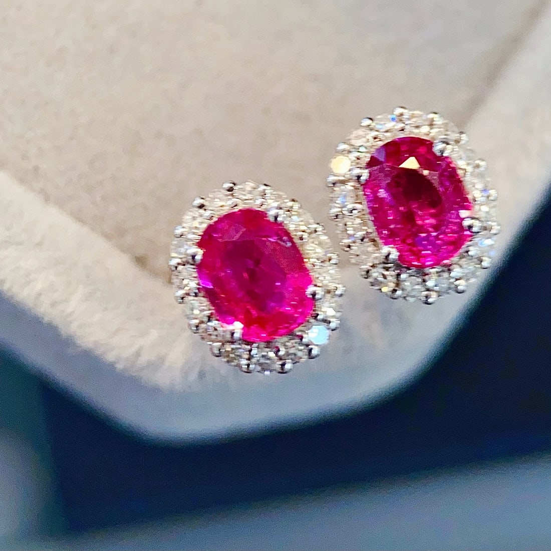 14k Gold 0.9 Ct Natural Ruby & Diamond Earrings - 2