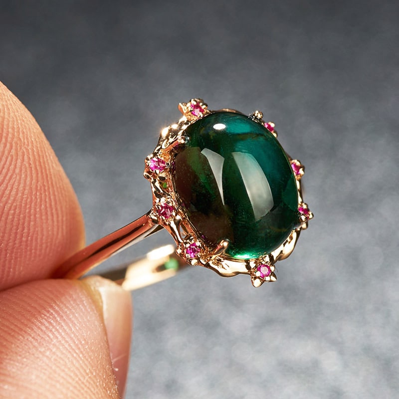14k Gold 3.69 Ct Natural Tourmaline & Ruby Ring - 3