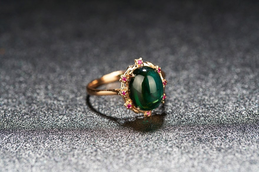 14k Gold 3.69 Ct Natural Tourmaline & Ruby Ring - 4