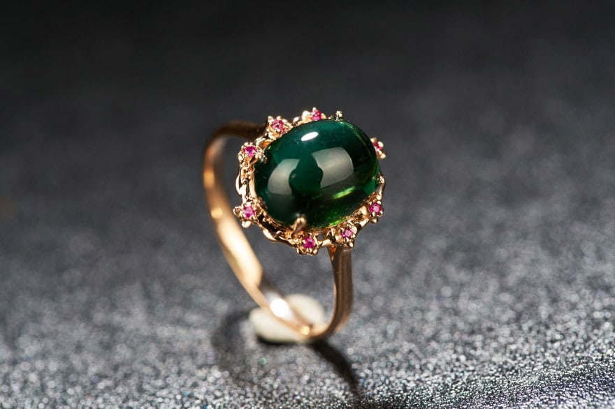14k Gold 3.69 Ct Natural Tourmaline & Ruby Ring - 6