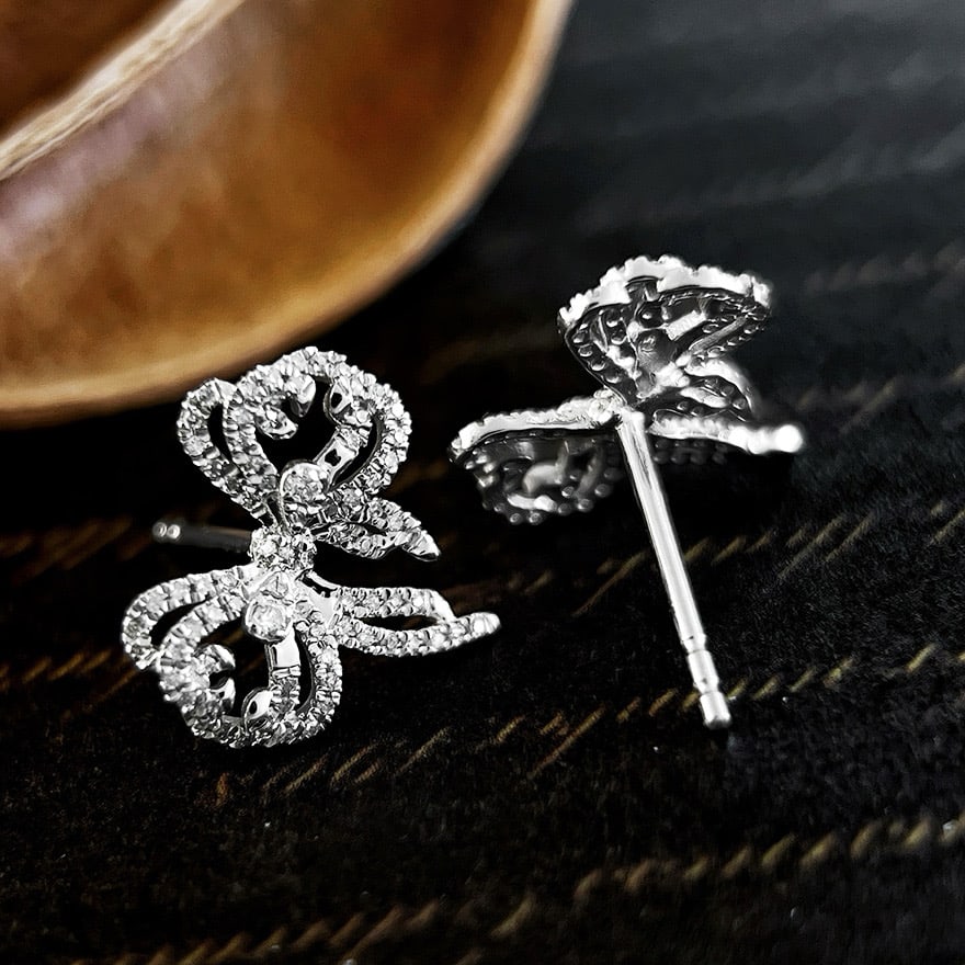 14k Gold 0.24 Ct Natural H Diamond Earrings - 5