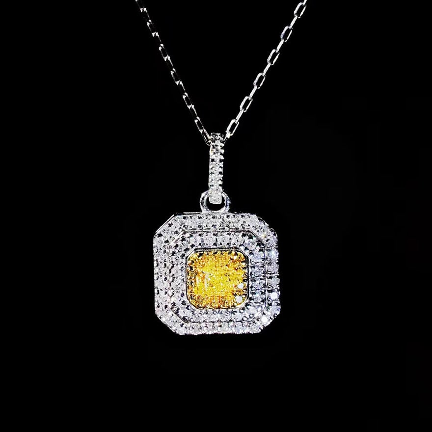 14k Gold 0.52 Ct Natural Color Diamond Necklace: Ref:231034019 // gold content:14k gold // main gemstone:diamond // shape:multiply // carat weight:0. 52ct // clarity grade:vs-si // color:color // treatment:natural // Condition: New Low Estimate: