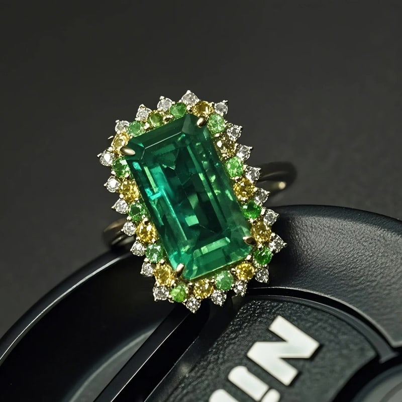 14k Gold 4.81 Ctw Natural Emerald & Diamond Ring - 2