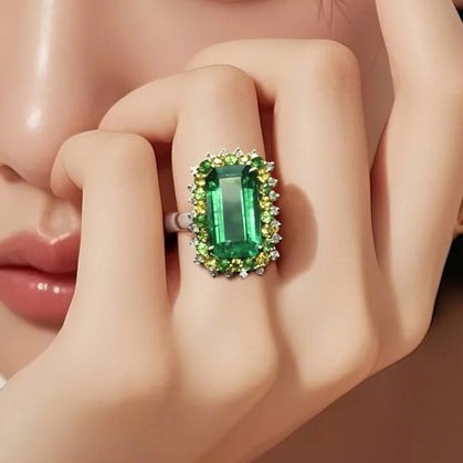 14k Gold 4.81 Ctw Natural Emerald & Diamond Ring - 3