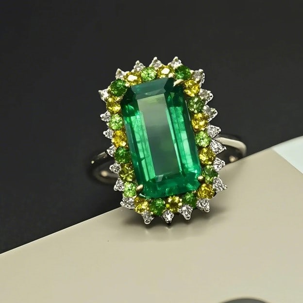 14k Gold 4.81 Ctw Natural Emerald & Diamond Ring - 4