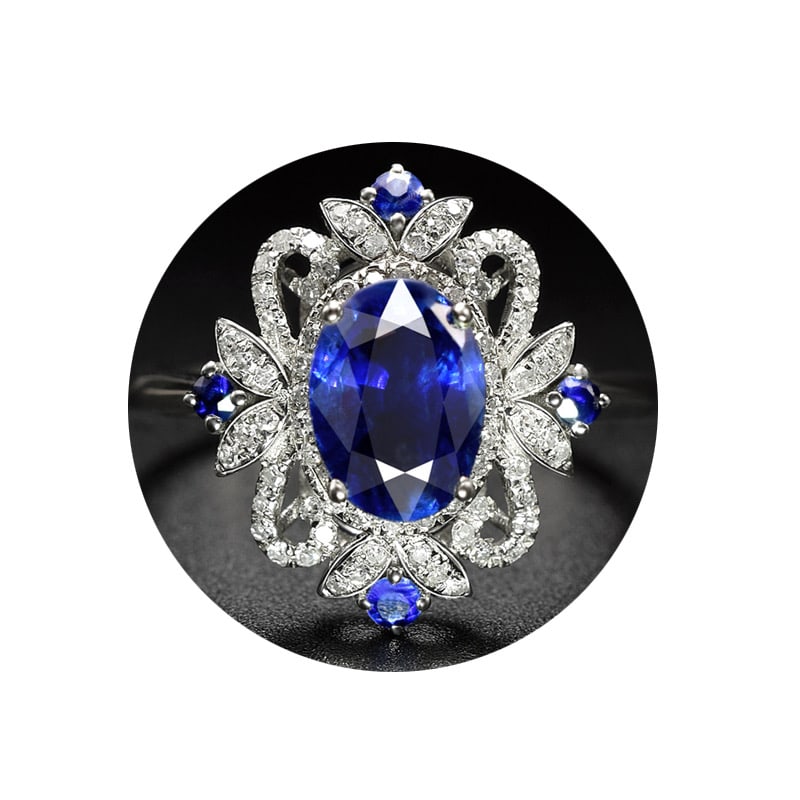 14k Gold 2.19 Ctw Natural Sapphire & Diamond Ring - 3