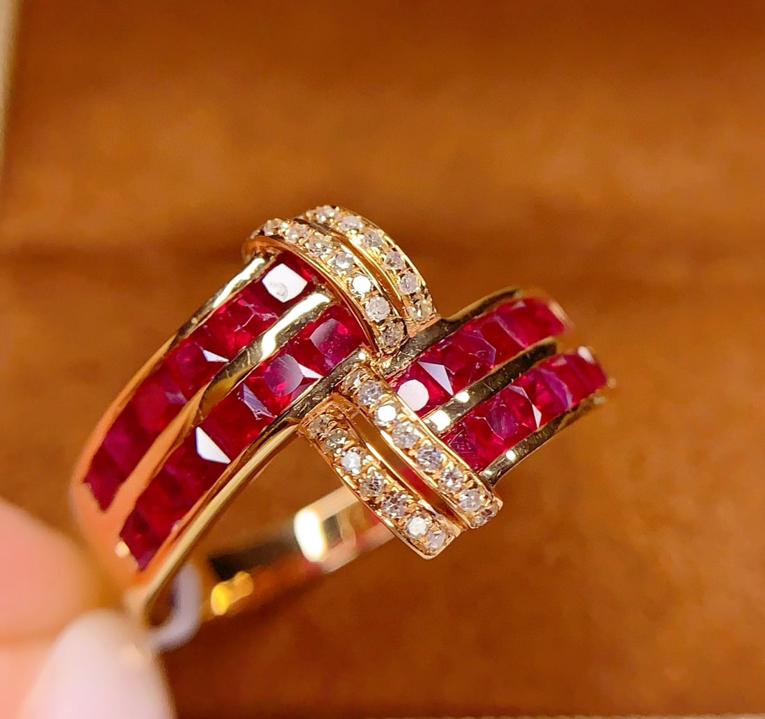 14k Gold 2 Ct Natural Ruby & Diamond Ring - 2