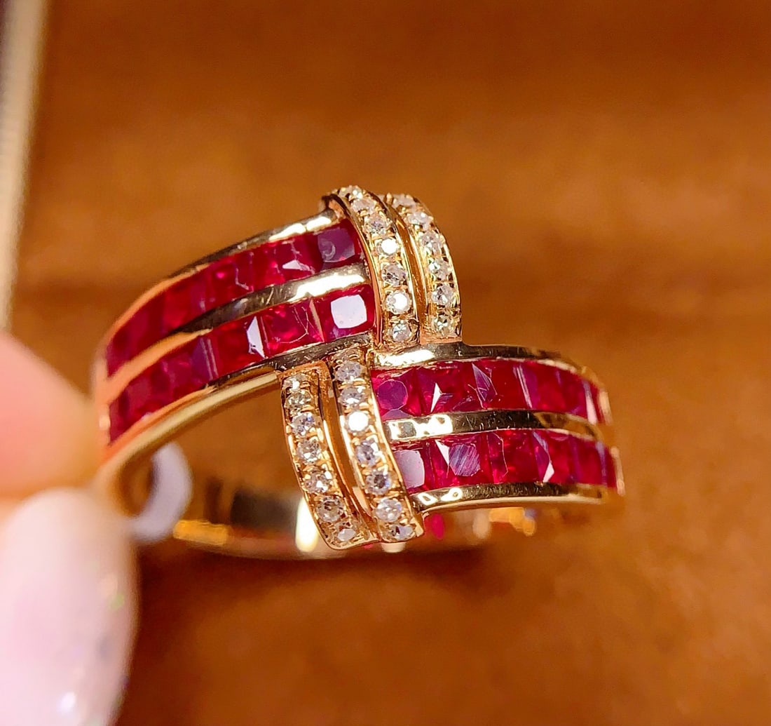 14k Gold 2 Ct Natural Ruby & Diamond Ring - 3