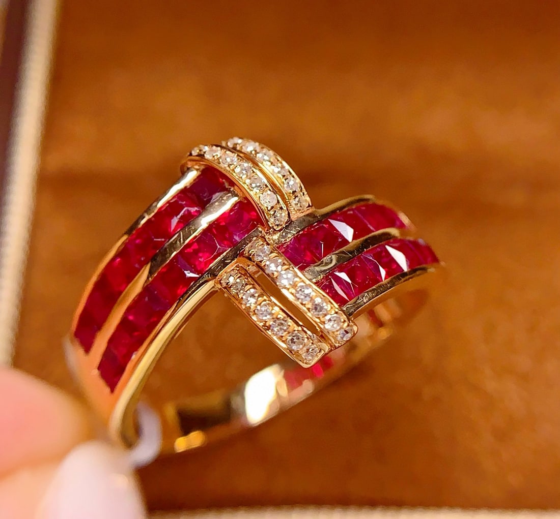 14k Gold 2 Ct Natural Ruby & Diamond Ring - 4