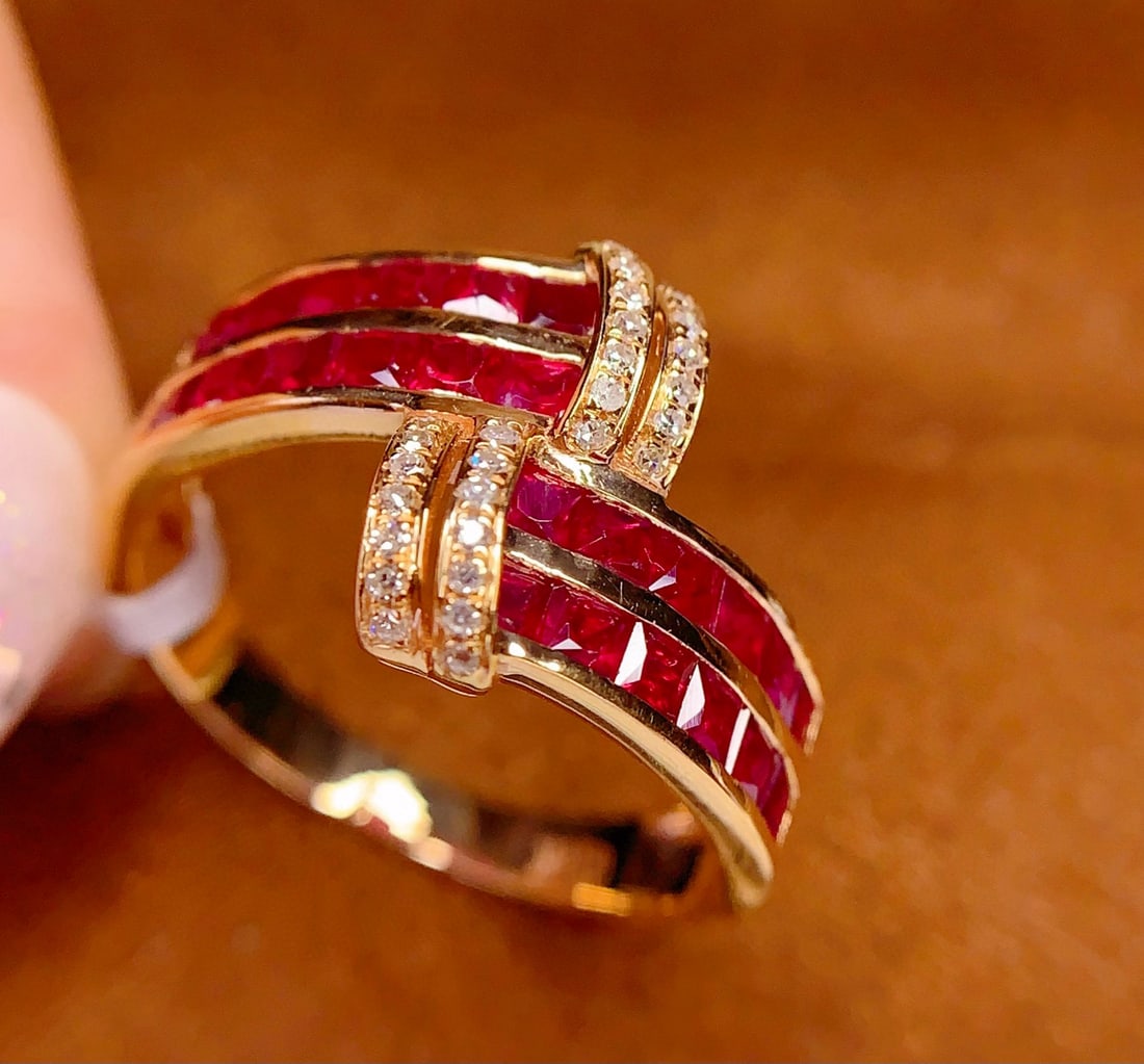 14k Gold 2 Ct Natural Ruby & Diamond Ring - 6
