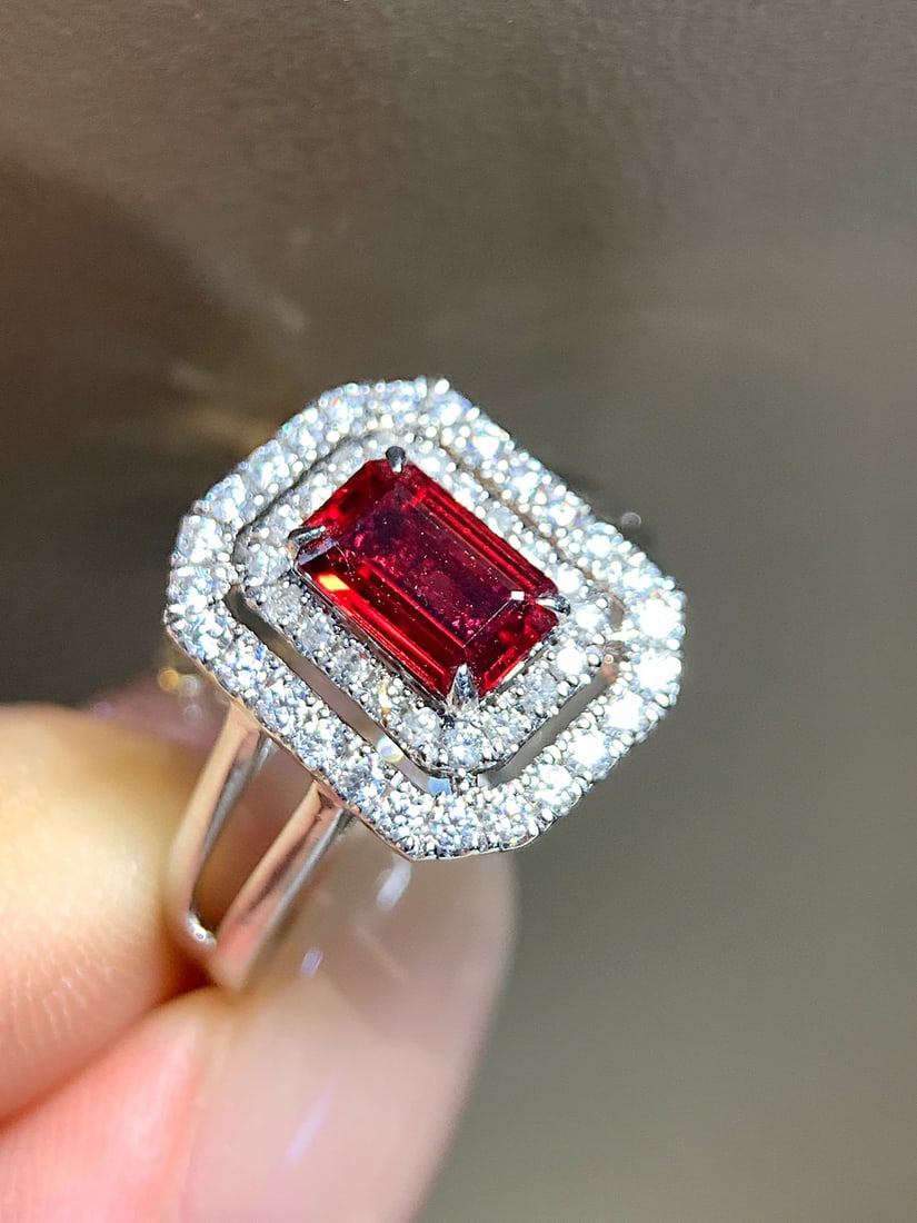 14k Gold 0.99 Ct Natural Ruby & Diamond Ring - 4