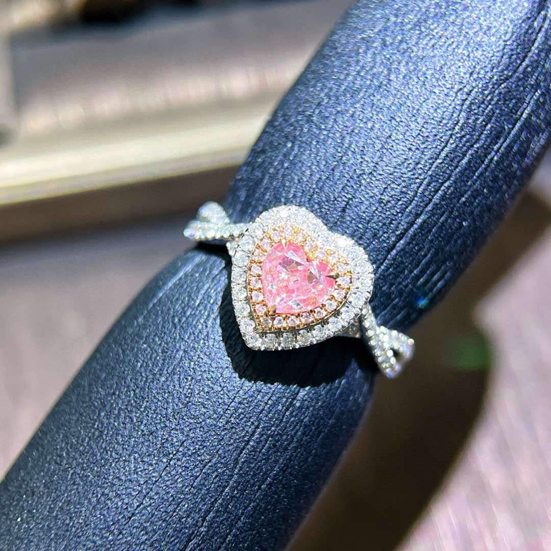 14k Gold 0.52 Ct Natural Pink Diamond & Diamond Ring - 3