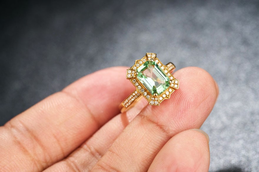 14k Gold 2.4 Ctw Natural Tourmaline & Diamond Ring - 6
