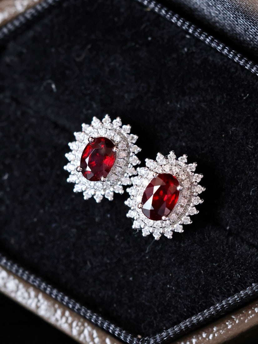 14k Gold 1.03 Ctw Natural Ruby & Diamond Earrings - 4