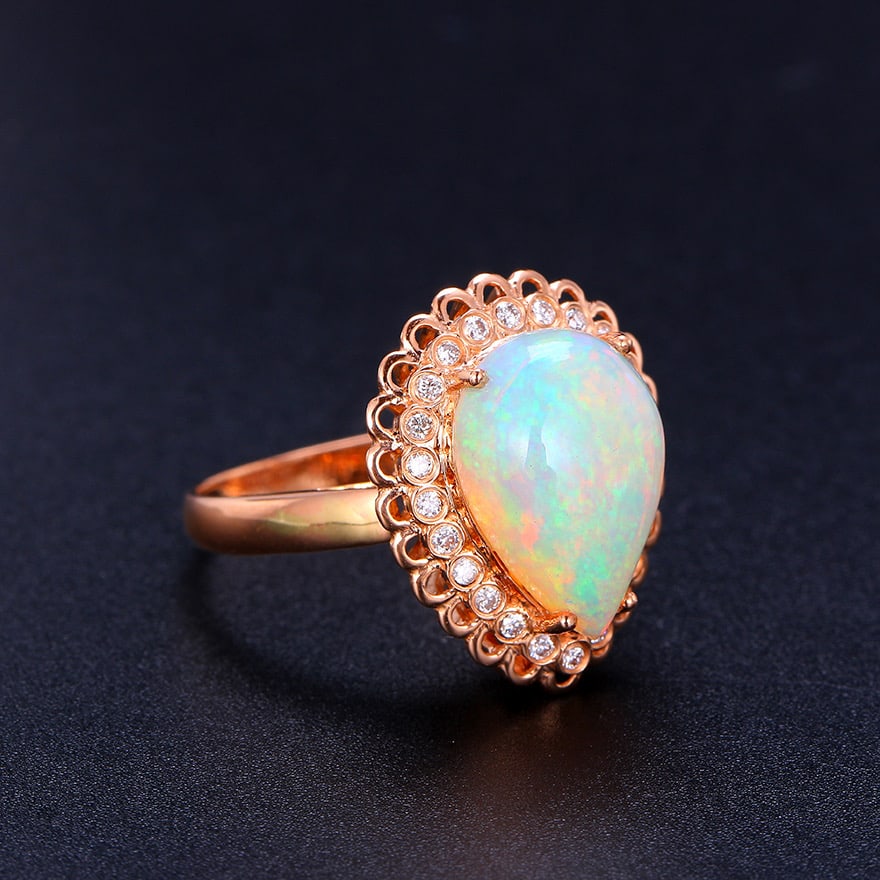 14k Gold 4.39 Ctw Natural Opal & Diamond Ring/pendant( Without Chain ) - 5