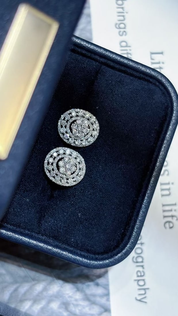 14k Gold 1.2 Ct Natural H Diamond Earrings - 4