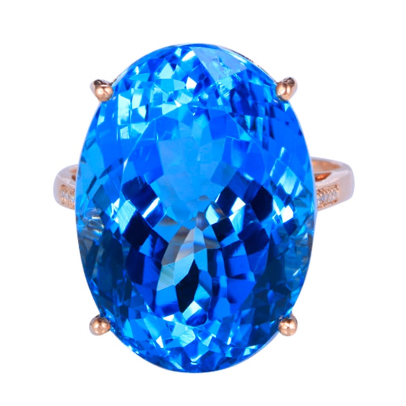 14k Gold 20.64 Ctw Natural Topaz & Diamond Ring - 2