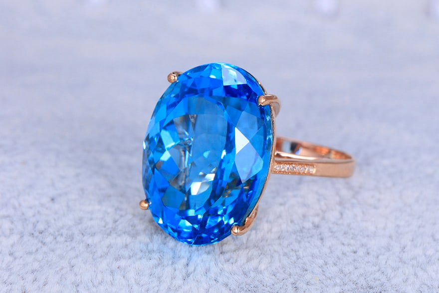 14k Gold 20.64 Ctw Natural Topaz & Diamond Ring - 3