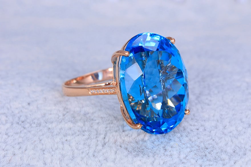 14k Gold 20.64 Ctw Natural Topaz & Diamond Ring - 4