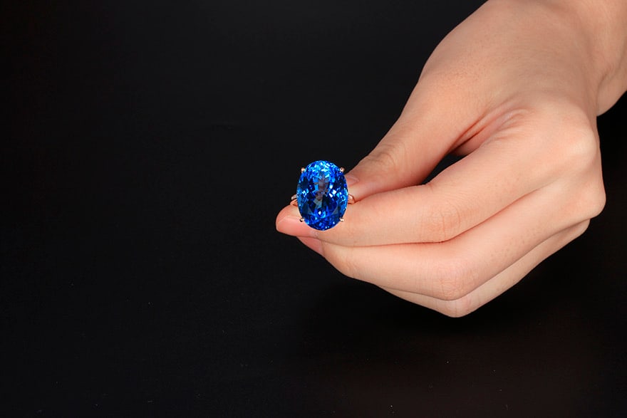 14k Gold 20.64 Ctw Natural Topaz & Diamond Ring - 5