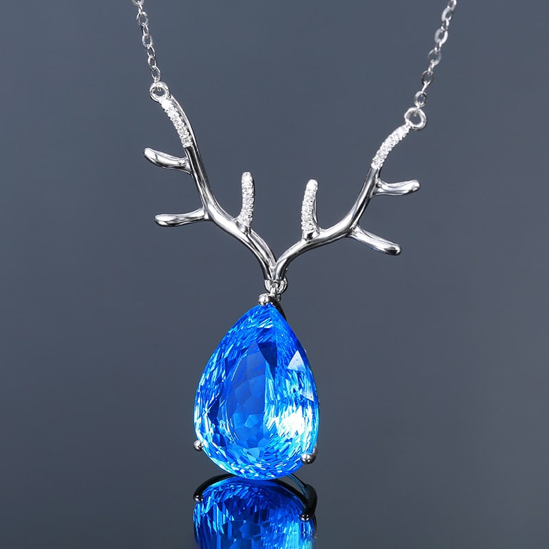 14k Gold 9.47 Ct Natural Topaz & Diamond Necklace - 2