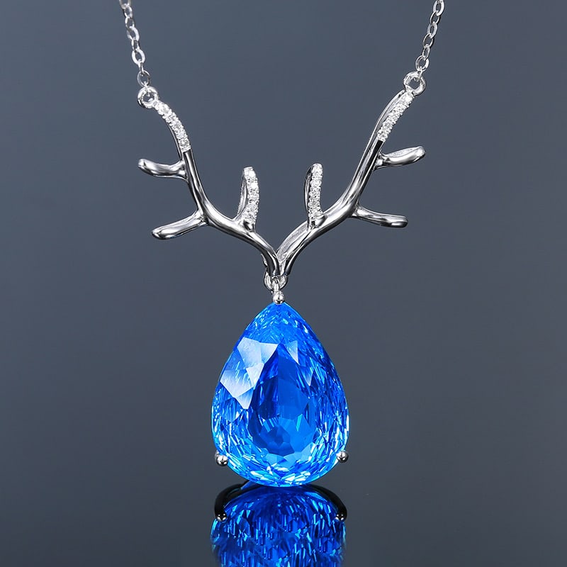14k Gold 9.47 Ct Natural Topaz & Diamond Necklace - 3