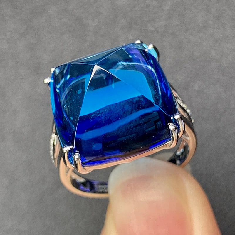 14k Gold 24.61 Ct Natural Topaz & Diamond Ring - 3