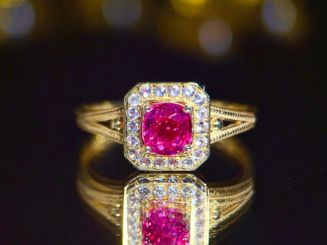 14k Gold 0.65 Ct Natural Ruby & Sapphire Ring: Ref:231034119 // gold content:14k gold // ring size:7. 25us // // main gemstone:ruby // shape:oval // carat weight:0. 65ct // color:red // treatment:natural // // adjacent gemstone 2 : sapphire //