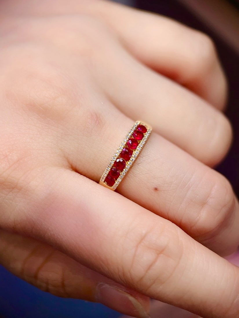 14k Gold 0.85 Ct Natural Ruby & Diamond Ring - 2
