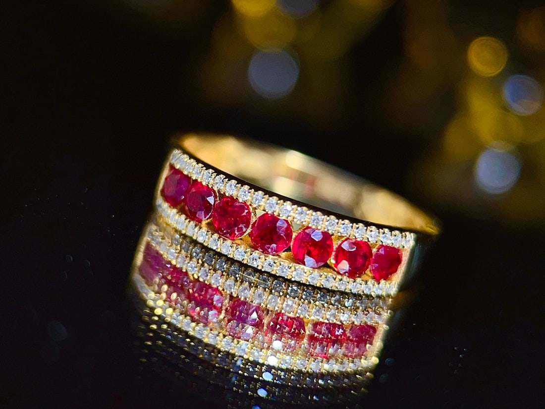 14k Gold 0.85 Ct Natural Ruby & Diamond Ring - 3