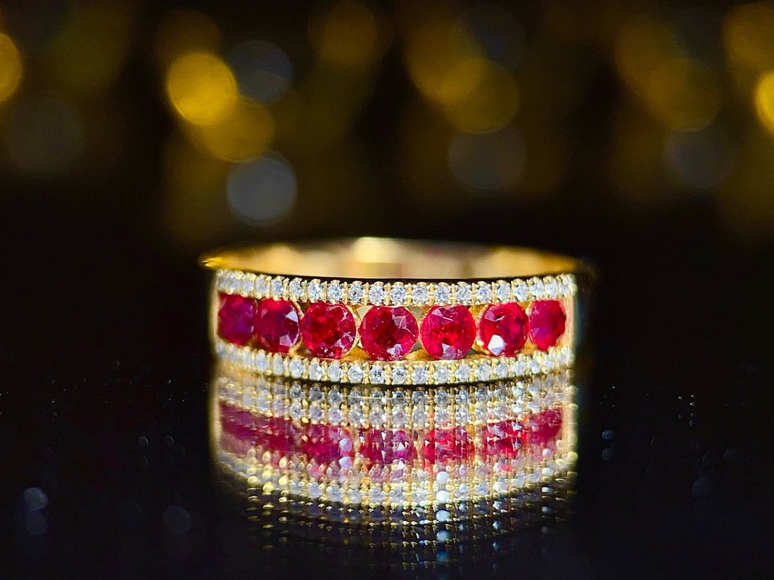 14k Gold 0.85 Ct Natural Ruby & Diamond Ring - 4