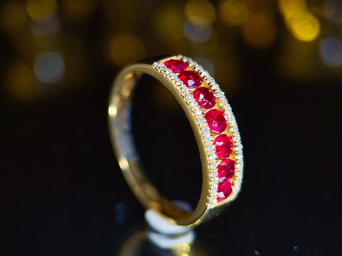 14k Gold 0.85 Ct Natural Ruby & Diamond Ring - 6