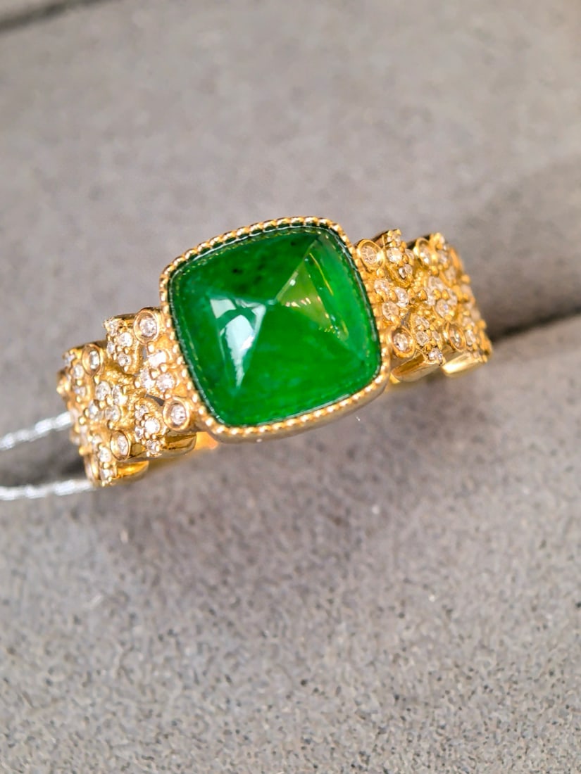 14k Gold 2.63 Ctw Vivid Green Natural Emerald & Diamond Ring - 2