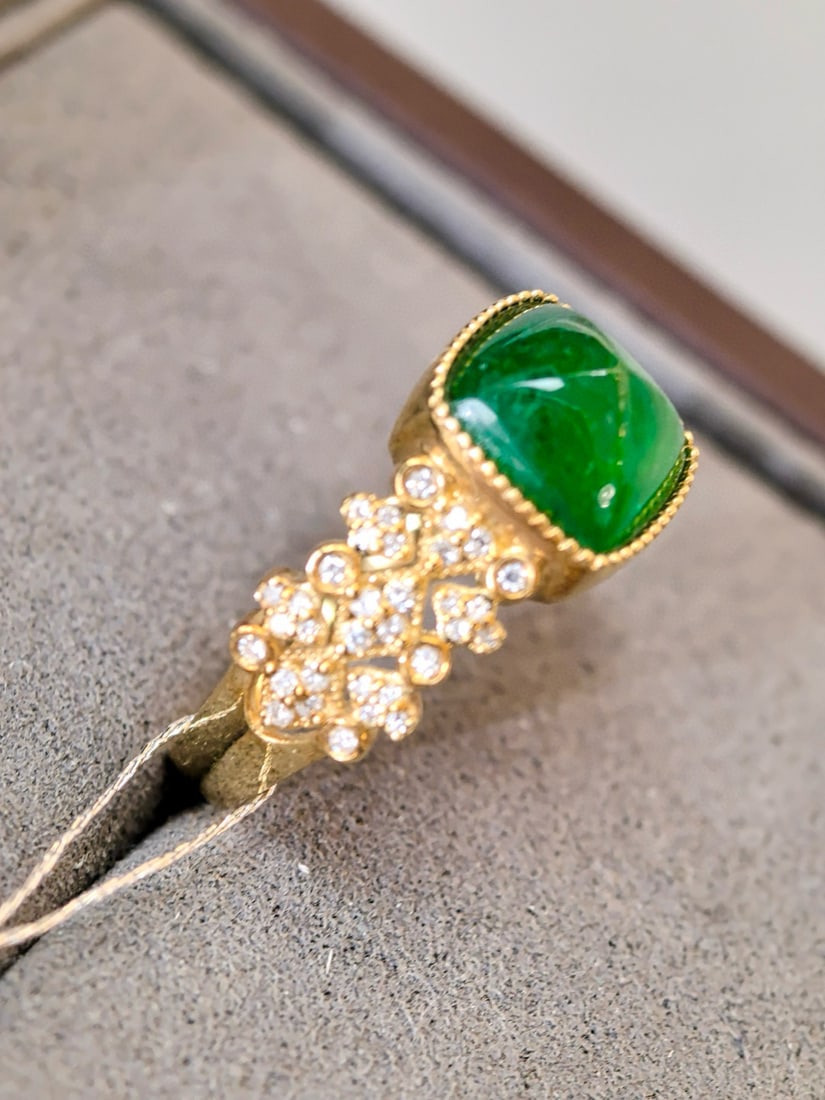 14k Gold 2.63 Ctw Vivid Green Natural Emerald & Diamond Ring - 3