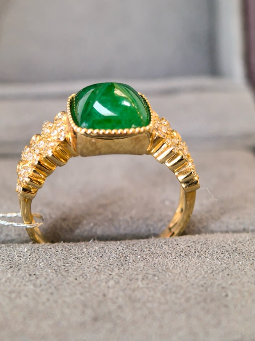 14k Gold 2.63 Ctw Vivid Green Natural Emerald & Diamond Ring - 5